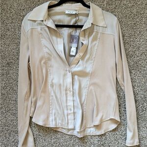 Lola & Sophie Beige Button Down Shirt